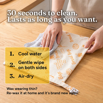 Cotton Linen Beeswax Bread Bag